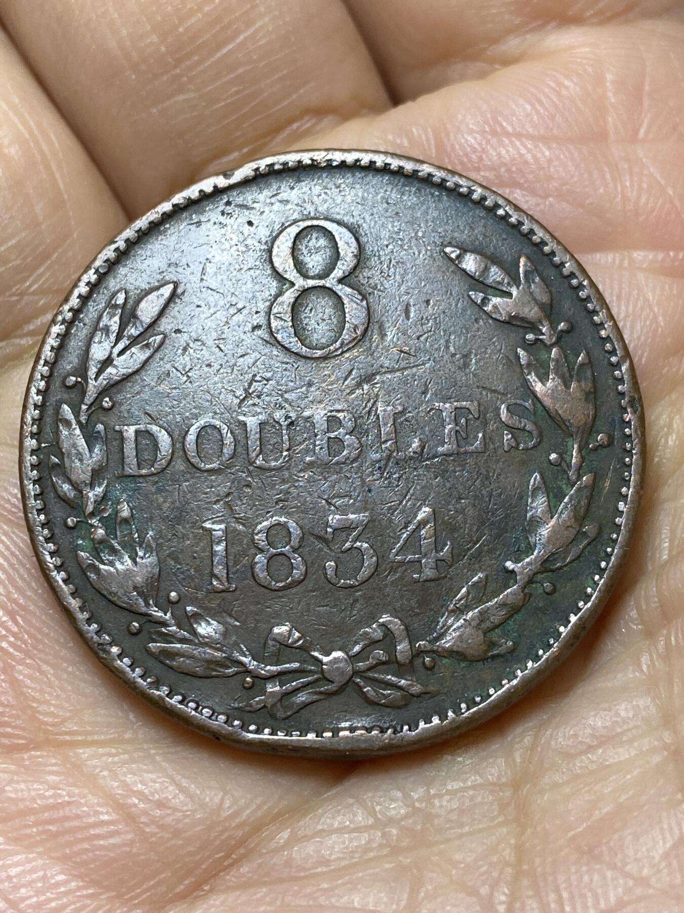 2025年第一百四十四场(总第一百七十场）品种丰富英国一线回流散币年末特拍场第一场(免佣金) 少见厚重–英属根西岛🇬🇬1834年8道布(第一版8道布，威廉四世时期，首发年仅发行2年)