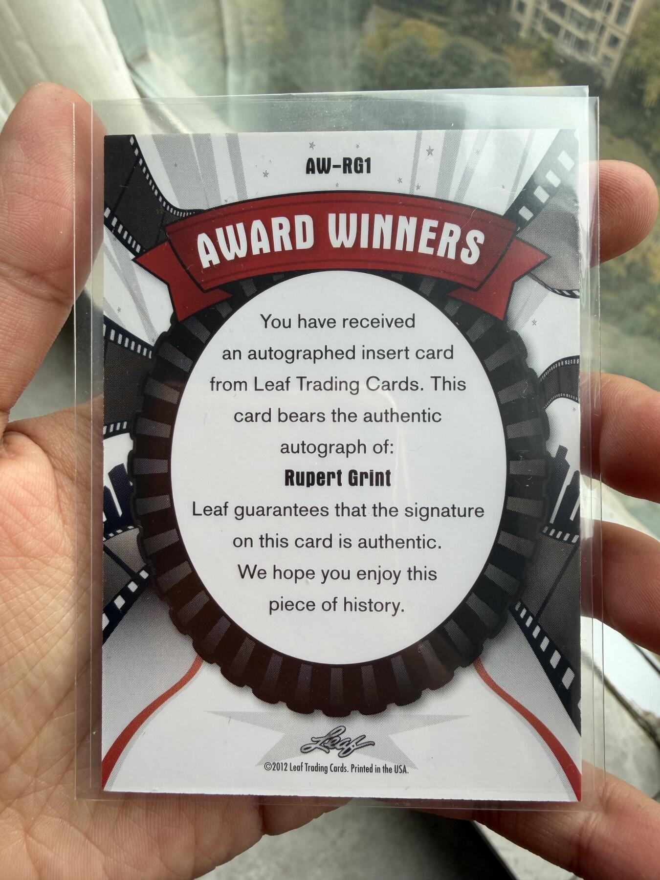 PSA认证哈利波特主演罗恩韦斯莱扮演者鲁伯特格林1/1亲签