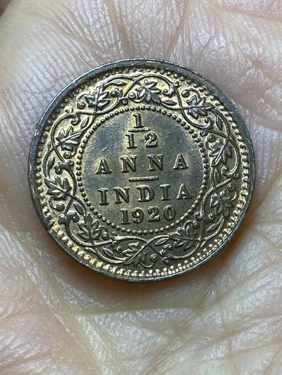 2025年第一百四十四场(总第一百七十场）品种丰富英国一线回流散币年末特拍场第一场(免佣金) - 好品英属印度1920年1/12安娜(乔治五世时期，c版加尔各答造)