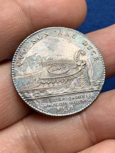 《竞宝斋》第451场 周日，周一，周二  3场连拍 （全场包邮，欢迎送拍） - 法国路易十五头像波尔多商会银质代币，9.40g，29.5mm