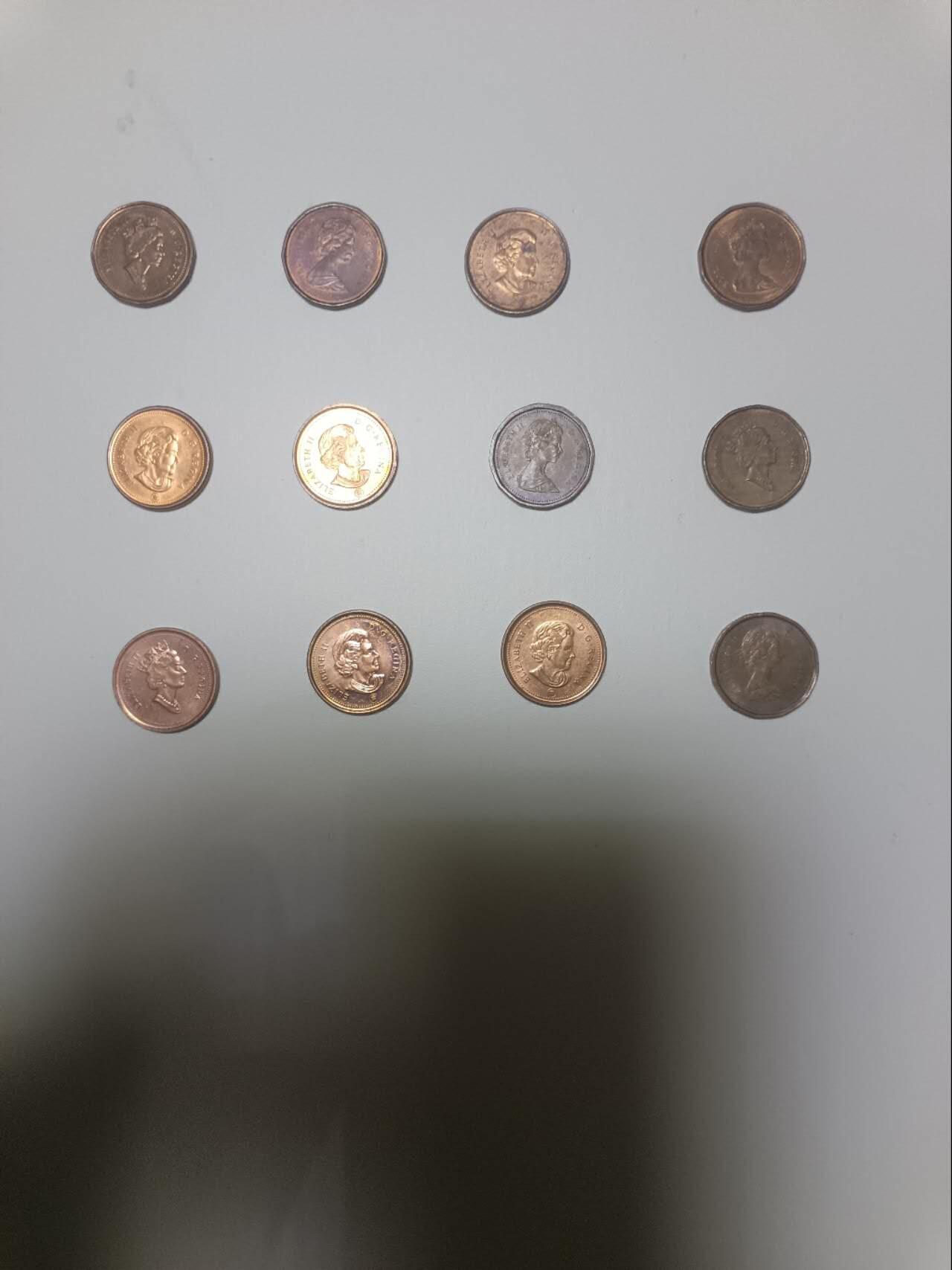 【20251226】非全新纸币和硬币第318场 加拿大1分硬币12枚，有重复