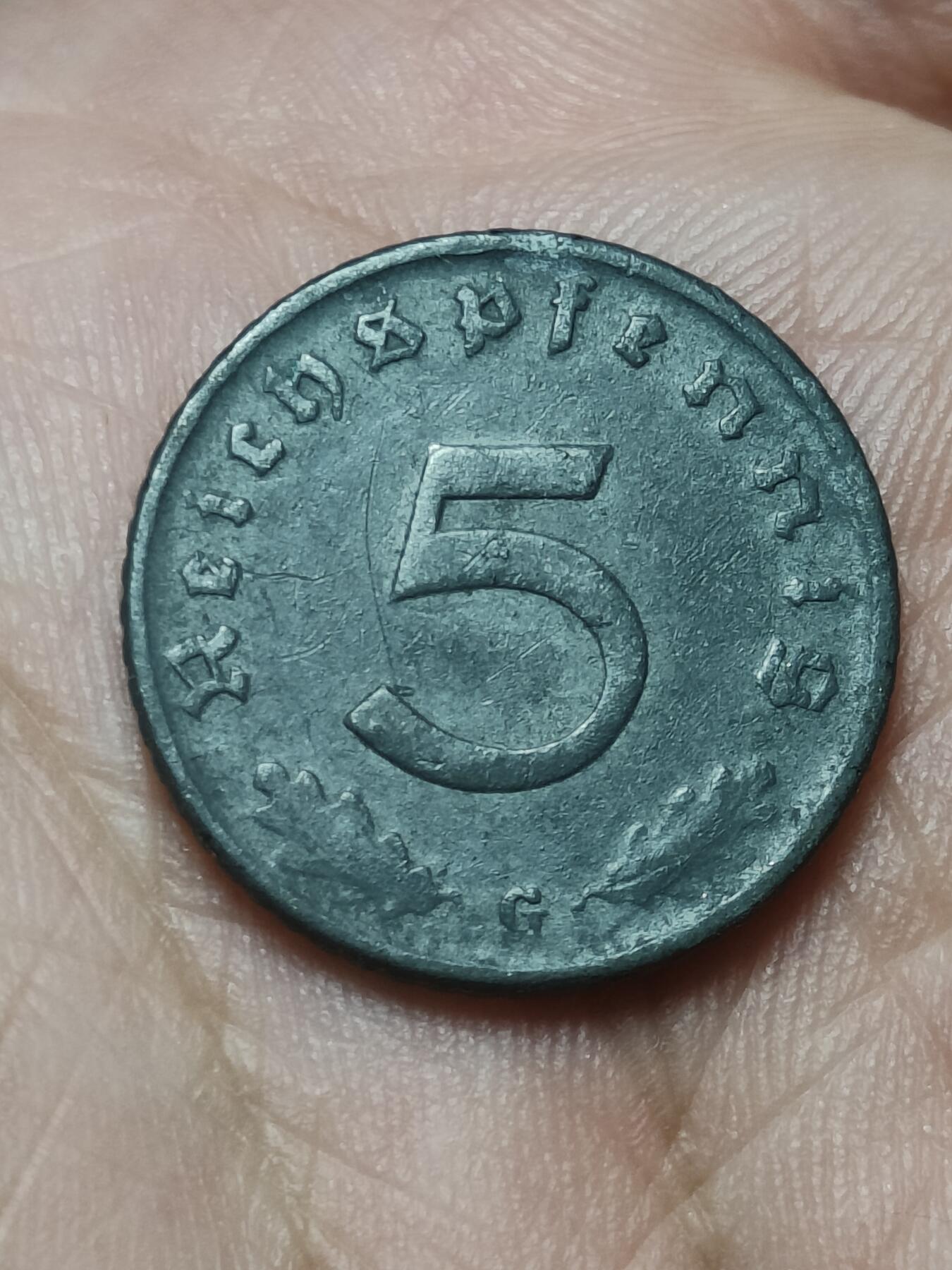 2025年第一百四十五场(总第一百七十一场）高品质英国一线回流散币年末特拍场第二场(免佣金) 德意志第三帝国1940年5芬尼(G标，卡尔斯鲁厄造)