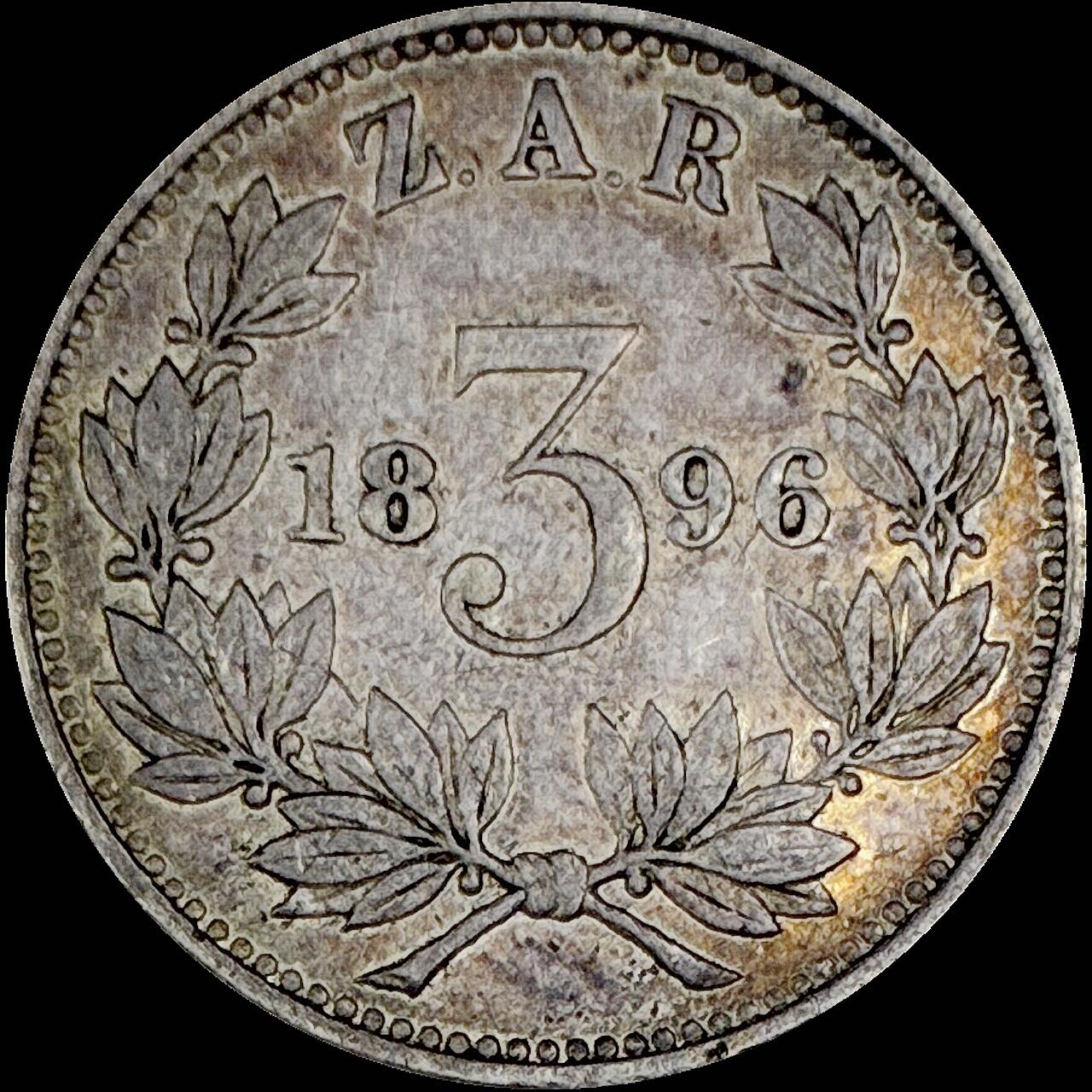 【雨安】【直播拍卖】【世界币章121期-裸币】2025-12-26 周五 19:30 保真 [裸币各国] South Africa 南非 德兰士瓦共和国 3便士 1896年