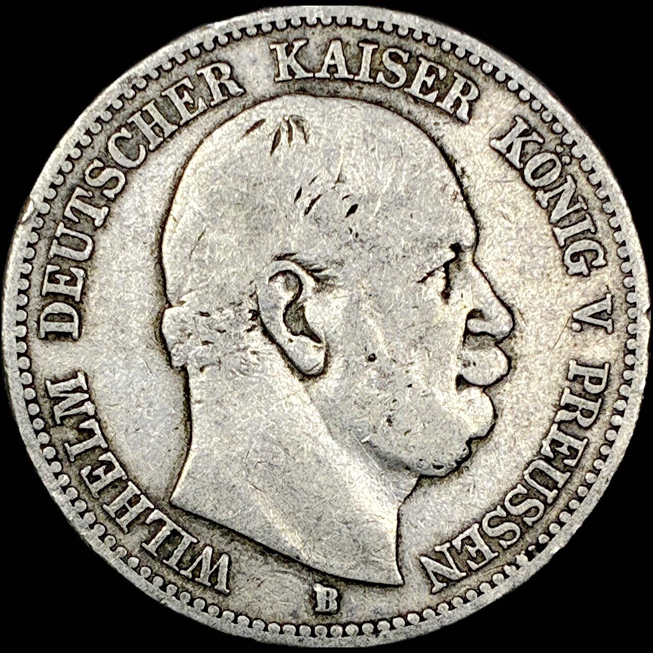 【雨安】【直播拍卖】【世界币章121期-裸币】2025-12-26 周五 19:30 保真 [裸币德国] Germany 德国 帝国 普鲁士 2马克 (1876-1884) 威廉一世 1877年