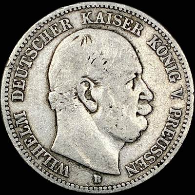 【雨安】【直播拍卖】【世界币章121期-裸币】2025-12-26 周五 19:30 保真 - [裸币德国] Germany 德国 帝国 普鲁士 2马克 (1876-1884) 威廉一世 1877年