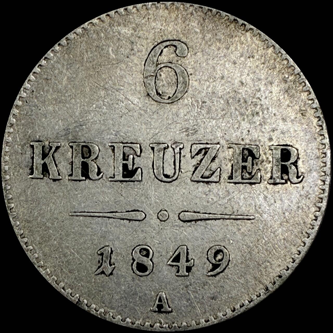 【雨安】【直播拍卖】【世界币章121期-裸币】2025-12-26 周五 19:30 保真 [裸币各国] Austria 奥地利 6克鲁泽 1849年