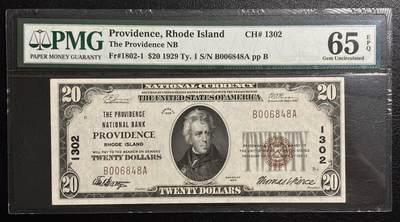 【礼羽收藏】🌏世界钱币拍卖第117期 - 1929年 20美金 国民银行券 棕色