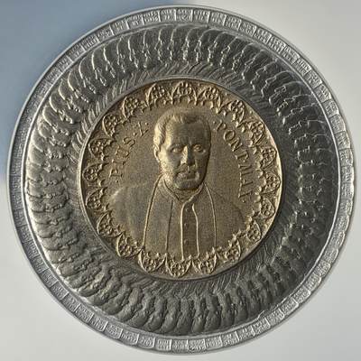 掌中浮雕-藏着的欧洲第047场 - NGC MS65 : 1903年梵蒂冈教皇选举白色金属（局部镀金）纪念章，59mm