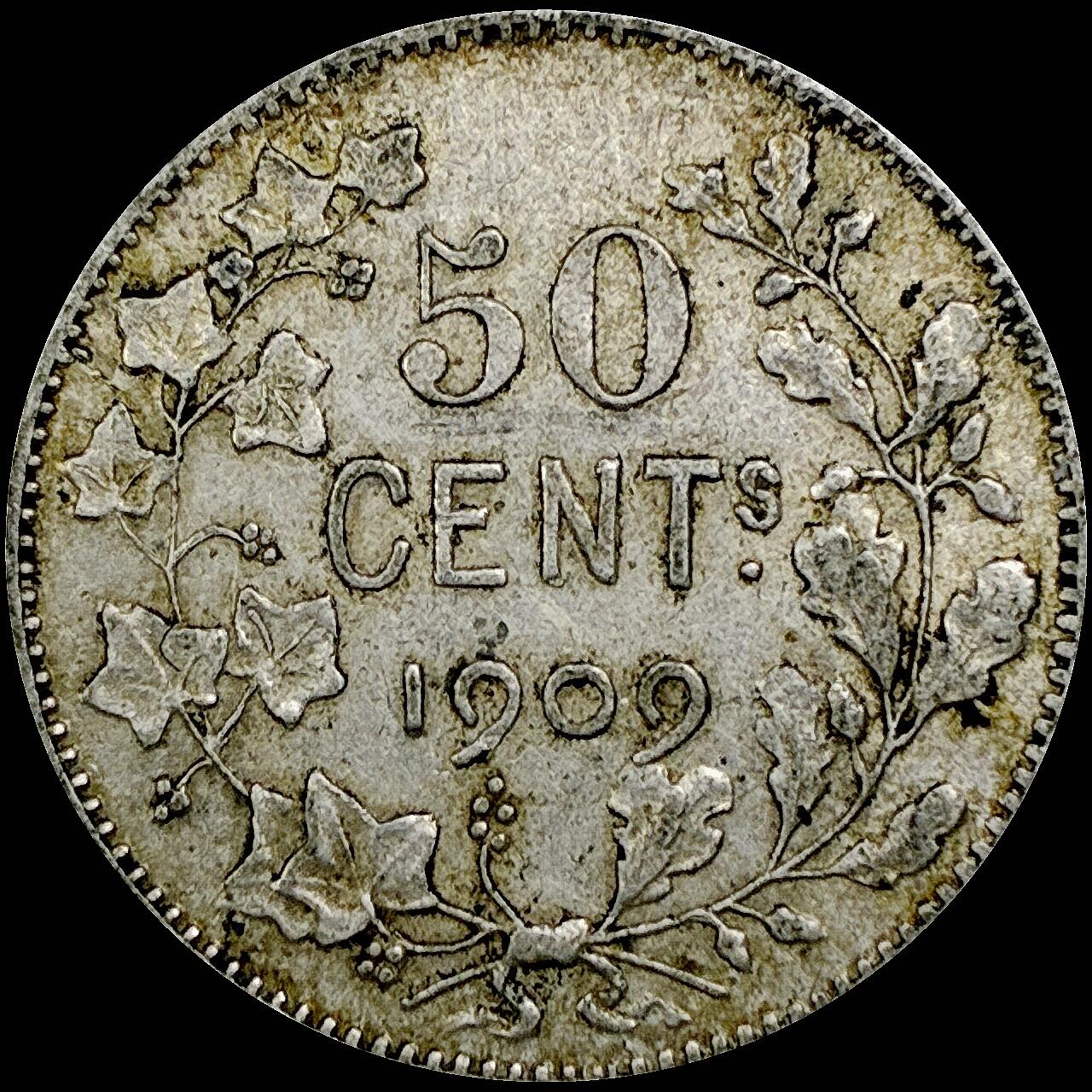 【雨安】【直播拍卖】【世界币章121期-裸币】2025-12-26 周五 19:30 保真 [裸币各国] Belgium 比利时 50分 1909年 利奥波德二世