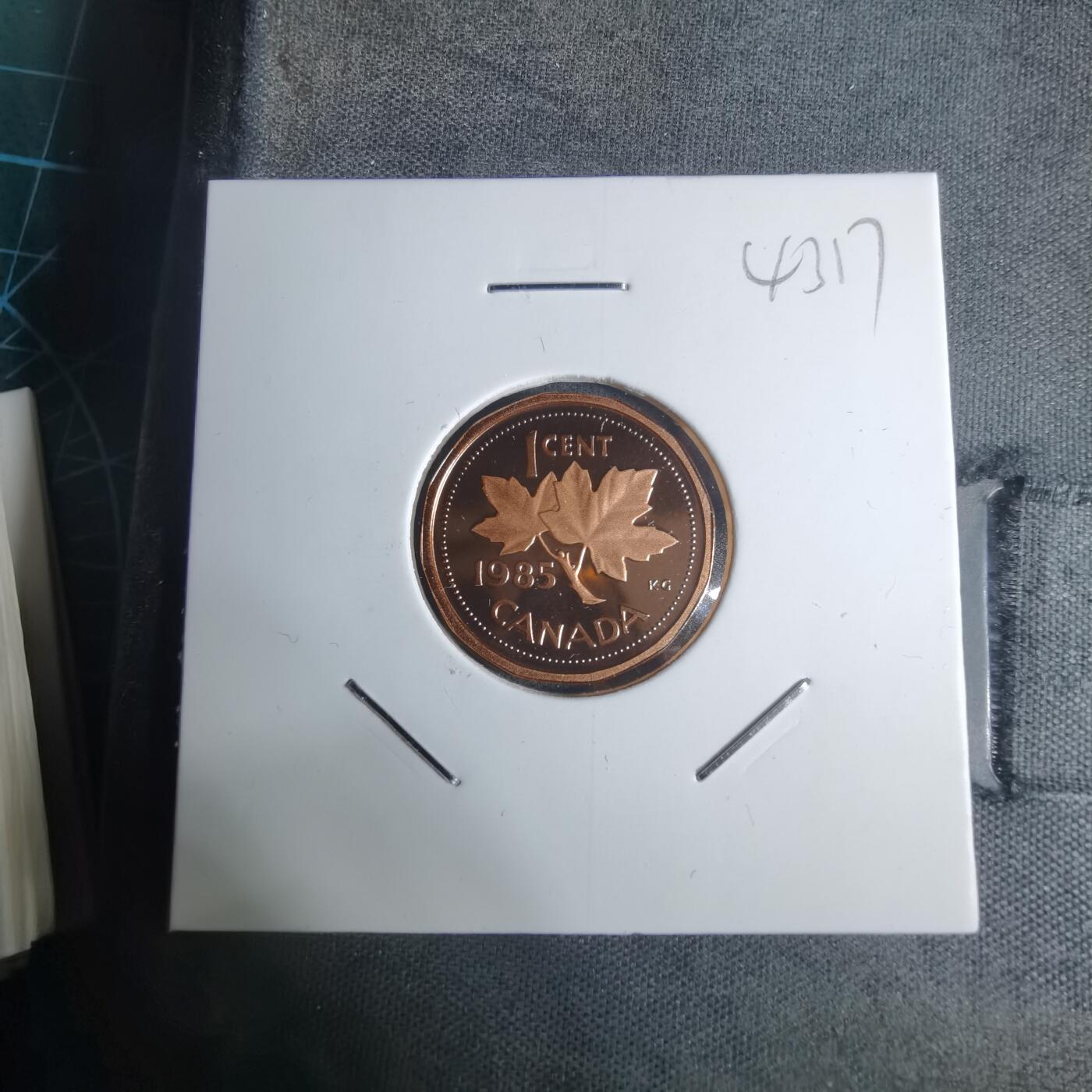 沼泽如烟--第943场 加拿大1985年一分精制币