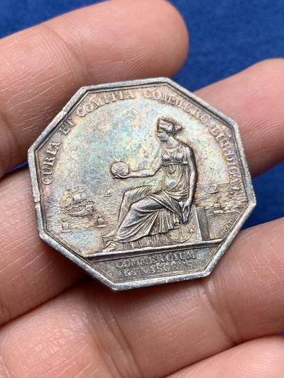 《竞宝斋》第451场 周日，周一，周二  3场连拍 （全场包邮，欢迎送拍） - 法国八角银章，波尔多商会，15.75g，33mm，早期无边铭