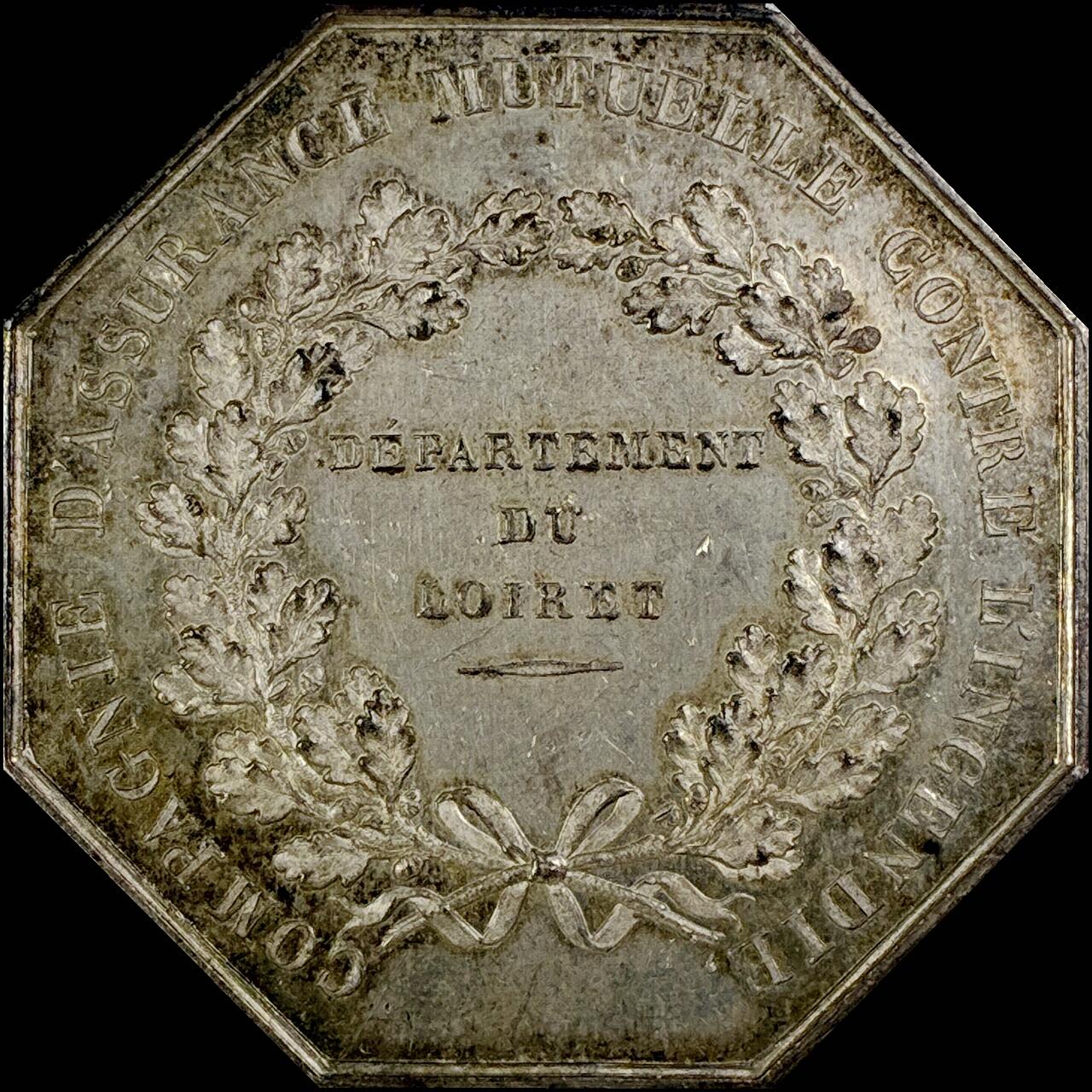 【雨安】【直播拍卖】【世界币章121期-裸币】2025-12-26 周五 19:30 保真 [章] France 章 法国 八角 1820年 火灾保险 八角银章 18.0克