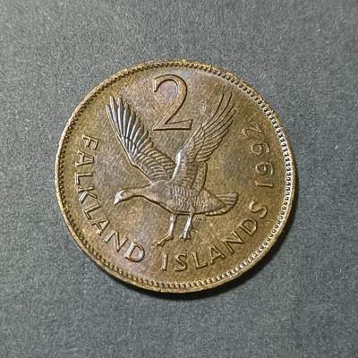 【游宝包邮场】蛇年第102期 英系国家硬币 - 福克兰群岛-2便士 1992年
