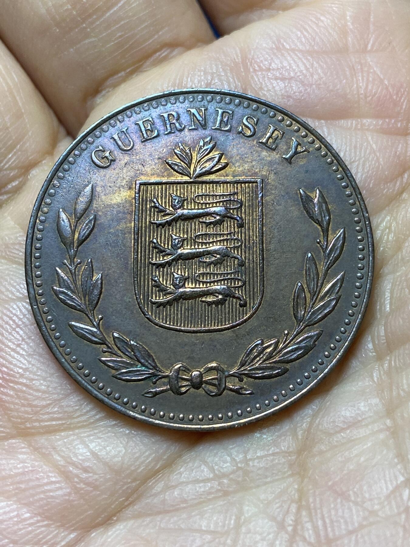 2025年第一百四十四场(总第一百七十场）品种丰富英国一线回流散币年末特拍场第一场(免佣金) 好品–英属根西岛🇬🇬1949年8道布(第三版8道布，H标喜敦厂造，乔治六世时期，关门年)