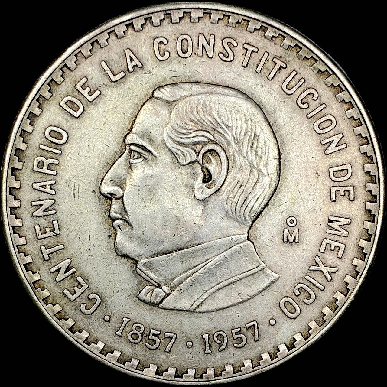 【雨安】【直播拍卖】【世界币章121期-裸币】2025-12-26 周五 19:30 保真 [裸币各国] Mexico 墨西哥 10比索 1957年 [28.89 g., 0.900 Silver]