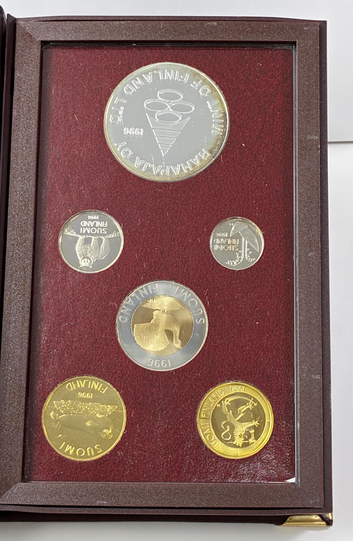 【雨安】【直播拍卖】【世界币章121期-裸币】2025-12-26 周五 19:30 保真 [现代套币] Finland 芬兰 套币 精制套币 1996年 含银章31克,925银