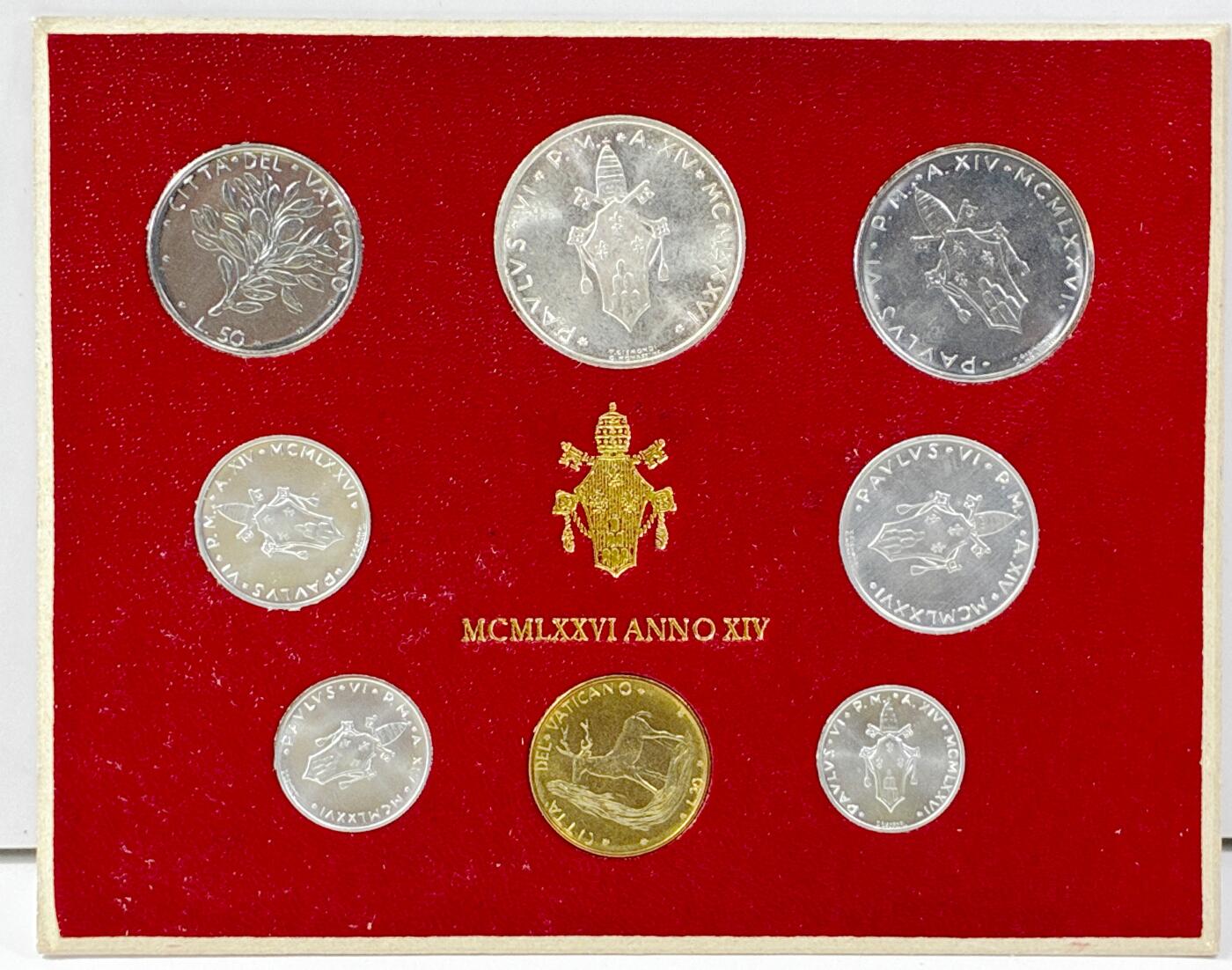 【雨安】【直播拍卖】【世界币章121期-裸币】2025-12-26 周五 19:30 保真 [现代套币] Vatican 梵蒂冈 套币 1976年