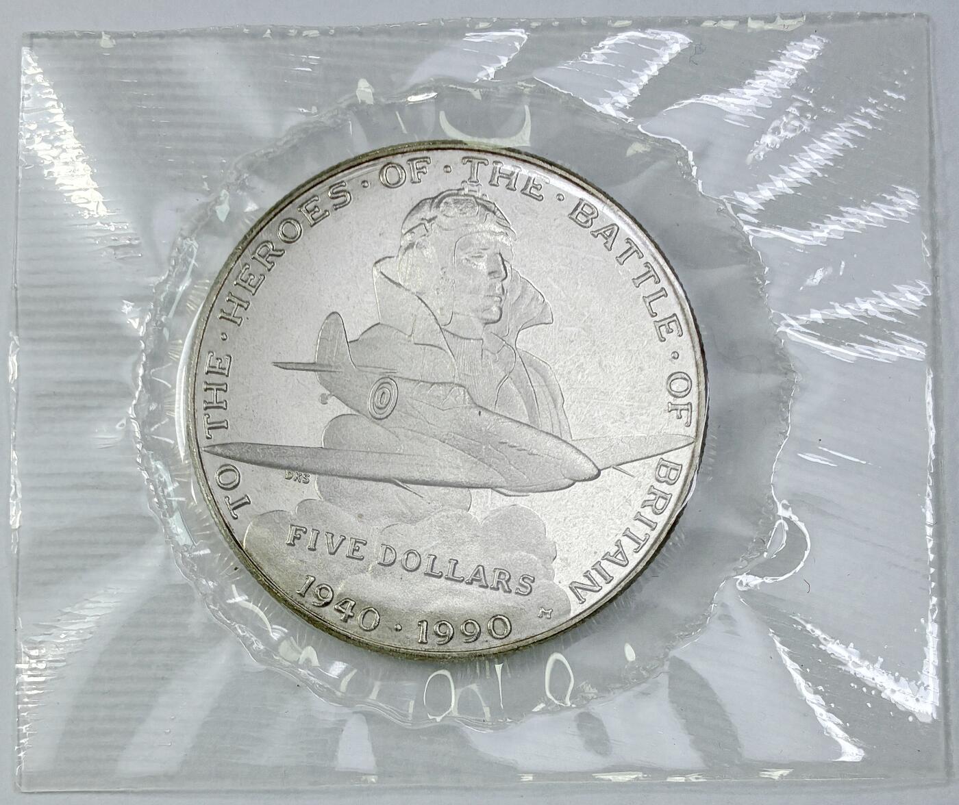 【雨安】【直播拍卖】【世界币章121期-裸币】2025-12-26 周五 19:30 保真 [现代裸币] Marshall Islands 马绍尔群岛 5元 1990年 英国空战英雄