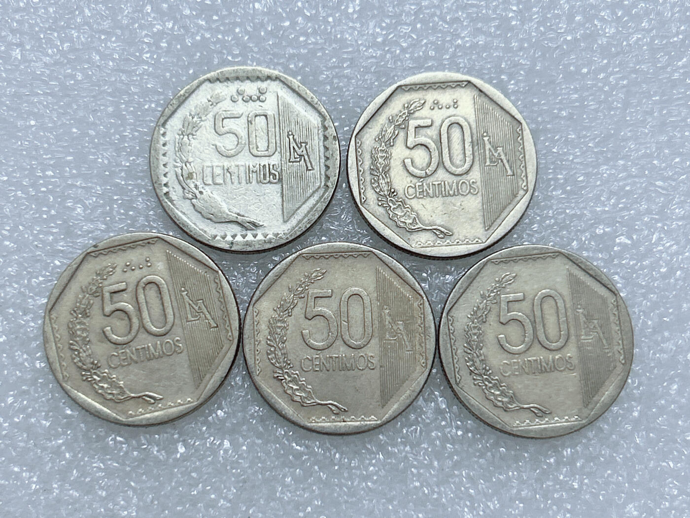 第一海外回流一元起拍收藏 散集专场  第281期 秘鲁50分硬币 5枚