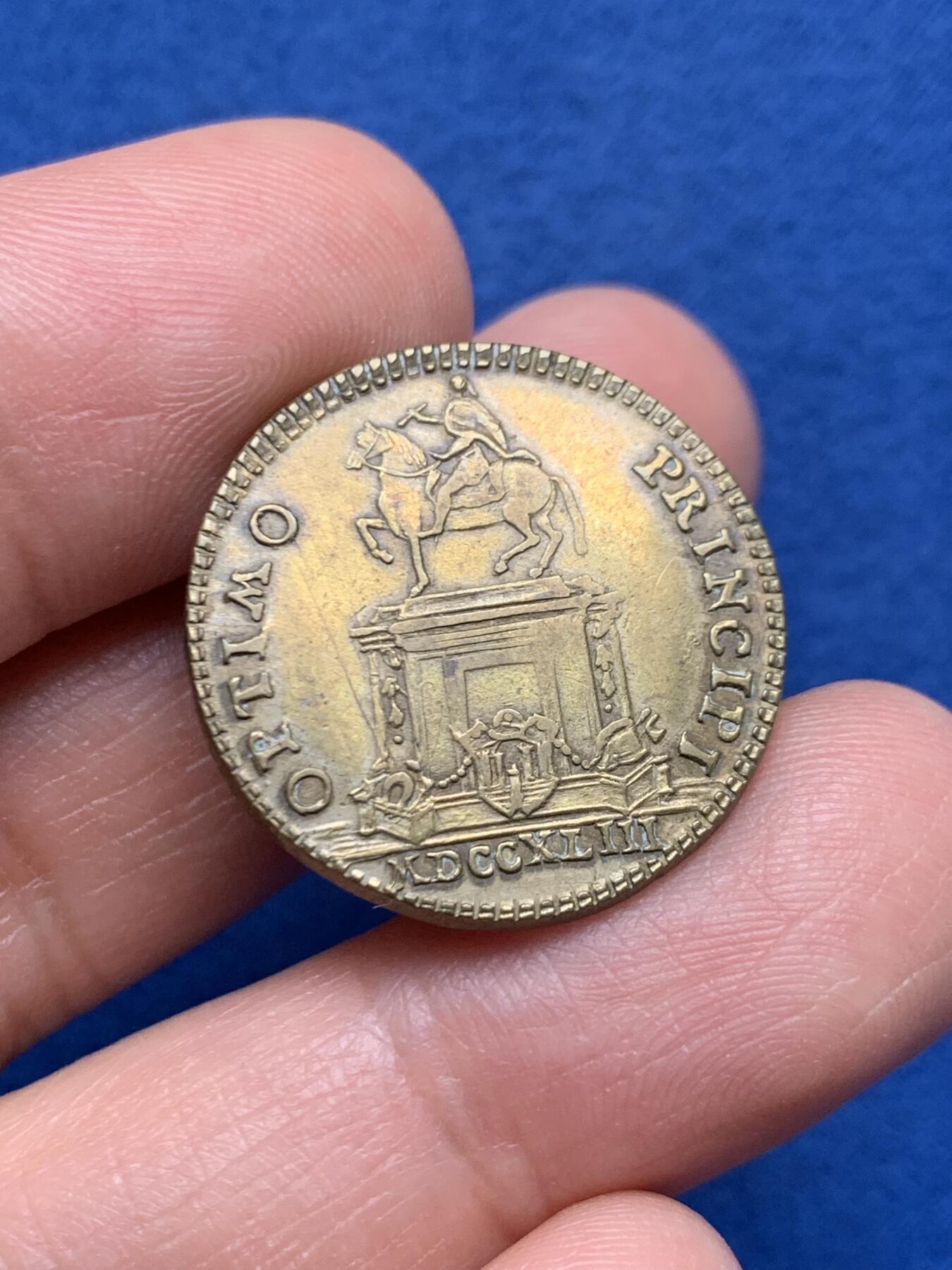 《竞宝斋》第451场 周日，周一，周二  3场连拍 （全场包邮，欢迎送拍） 法国1743年波尔多地区路易十五雕像铜质代币，4.86g，24.2mm