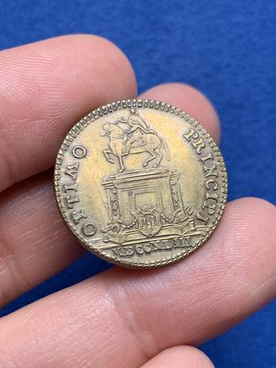 《竞宝斋》第451场 周日，周一，周二  3场连拍 （全场包邮，欢迎送拍） - 法国1743年波尔多地区路易十五雕像铜质代币，4.86g，24.2mm