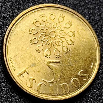 泉币菌-第153场-平安夜专场 - 1990年 葡萄牙5埃斯库多铜币 直径21mm