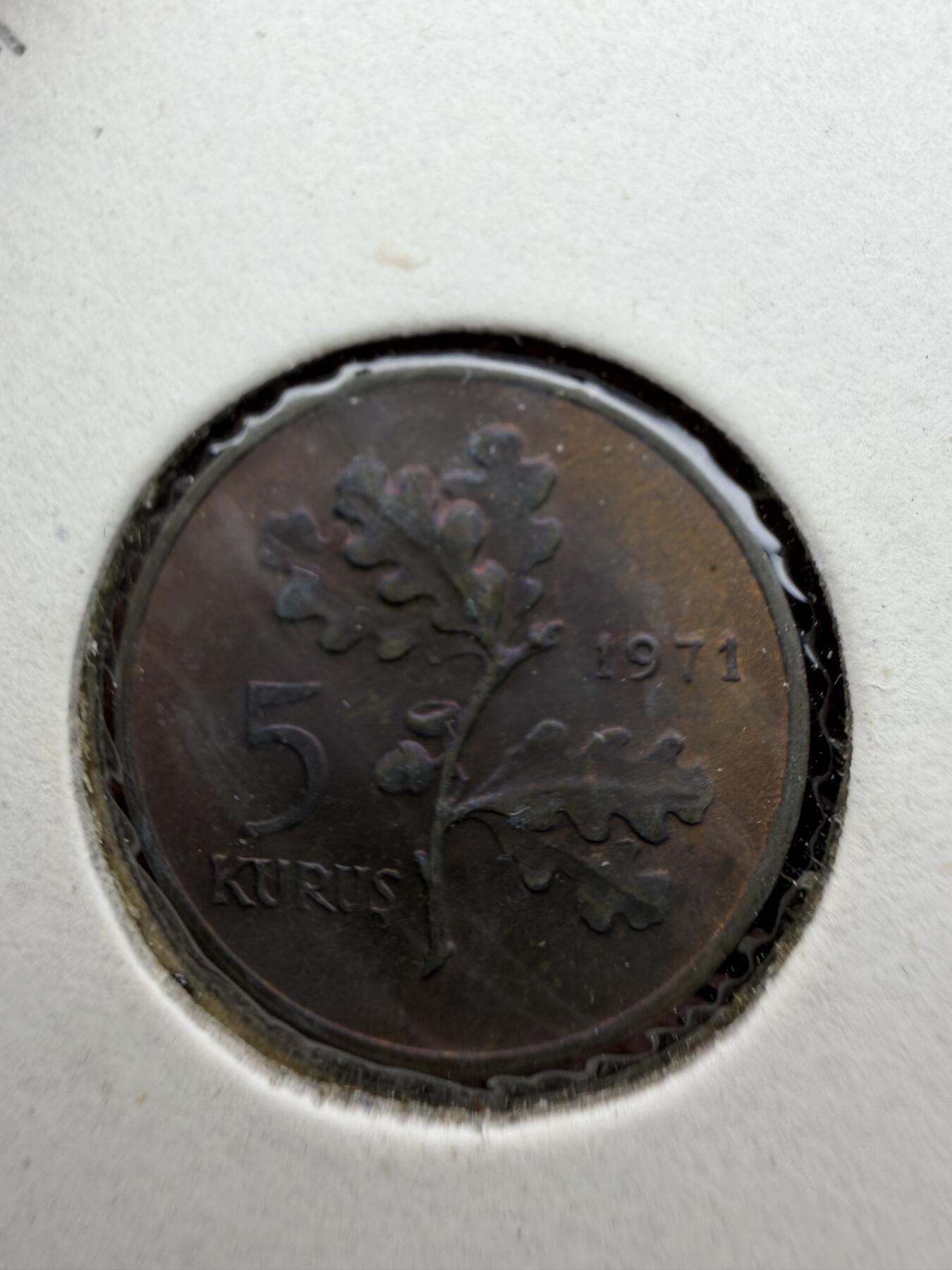 2025年集古藏今外币拍卖第十一期-第4场—（总第294拍），可以寄存60天，满160元包邮。 1971年土耳其5库鲁