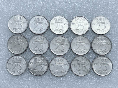 第一海外回流一元起拍收藏 散集专场  第281期 - 荷兰25分硬币 朱丽安娜 15枚