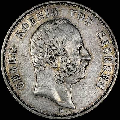 【雨安】【直播拍卖】【世界币章121期-裸币】2025-12-26 周五 19:30 保真 - [裸币德国] Germany 德国 帝国 萨克森 5马克 格奥尔格 1903年