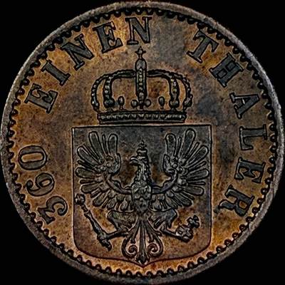 【雨安】【直播拍卖】【世界币章121期-裸币】2025-12-26 周五 19:30 保真 - [裸币德国] Germany 德国 德意志 普鲁士 1芬尼 1873年