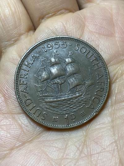 2025年第一百四十四场(总第一百七十场）品种丰富英国一线回流散币年末特拍场第一场(免佣金) - 英属南非1955年1便士(伊丽莎白二世青年桂冠)