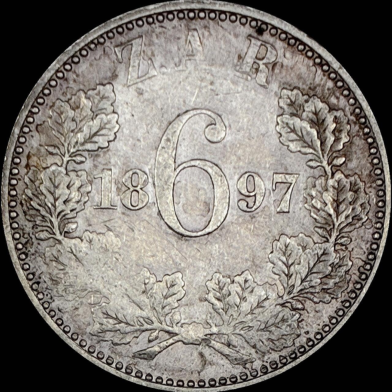 【雨安】【直播拍卖】【世界币章121期-裸币】2025-12-26 周五 19:30 保真 [裸币各国] South Africa 南非 德兰士瓦共和国 3便士 1897年