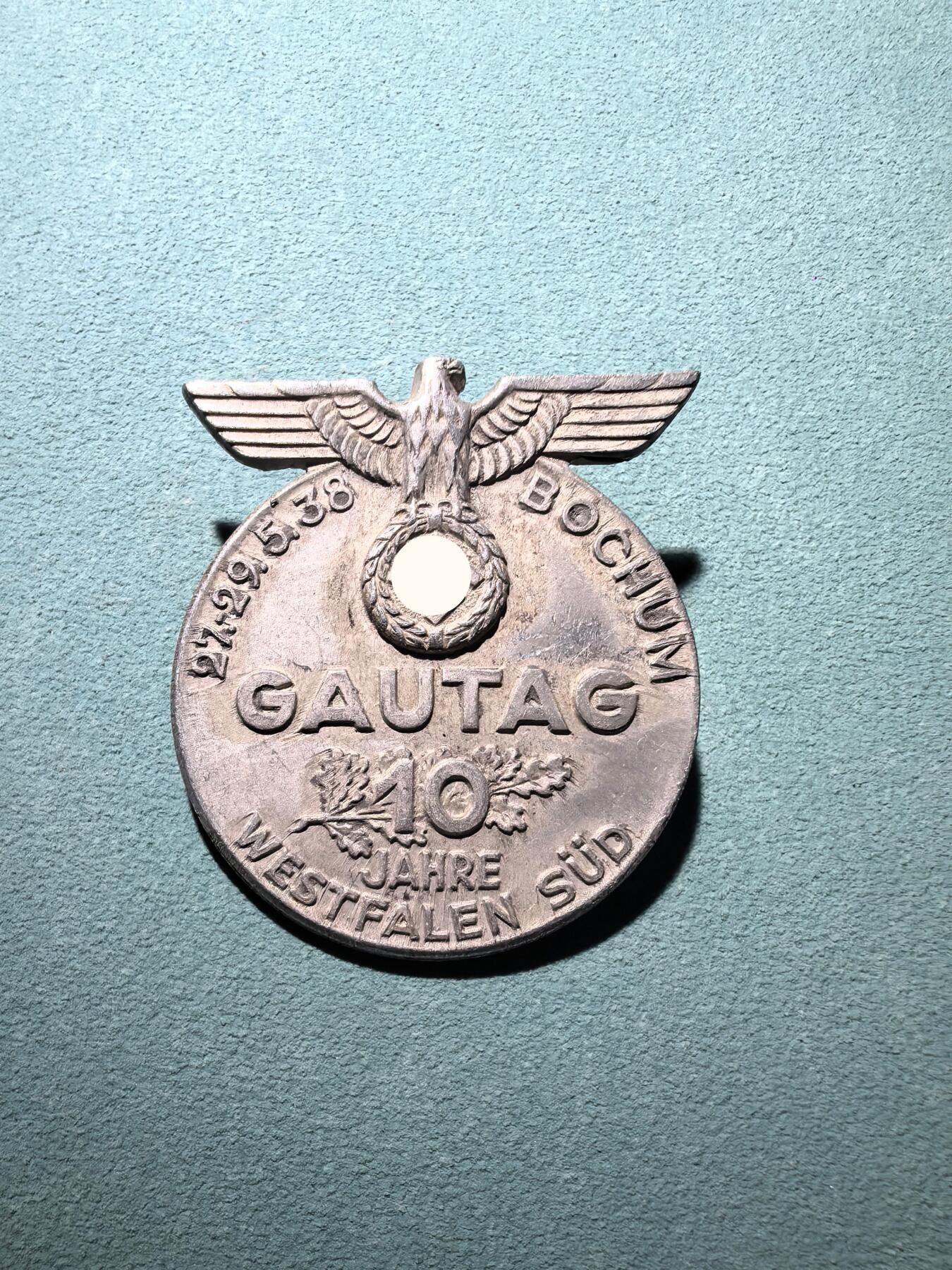 盛世勋华——号角文化勋章邮票专场拍卖第295期 德国（1939）南威斯特法伦大区成立10周年波鸿纪念大会证章 极为少见