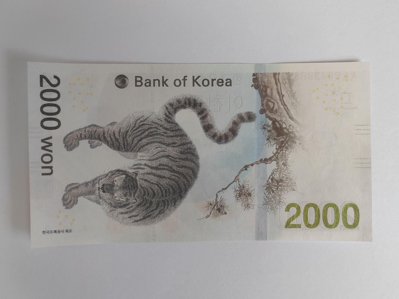 【礼羽收藏】🌏世界钱币拍卖第117期 【AA9842888B】2018年韩国2000面值纸币