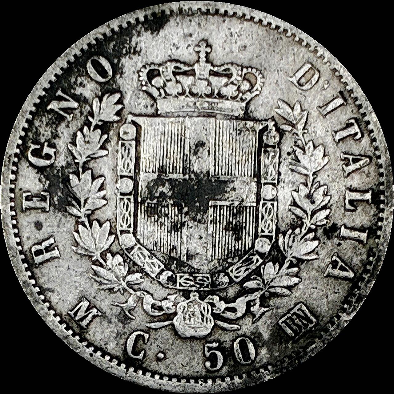 【雨安】【直播拍卖】【世界币章121期-裸币】2025-12-26 周五 19:30 保真 [裸币各国] Italy 意大利 50分 1863年