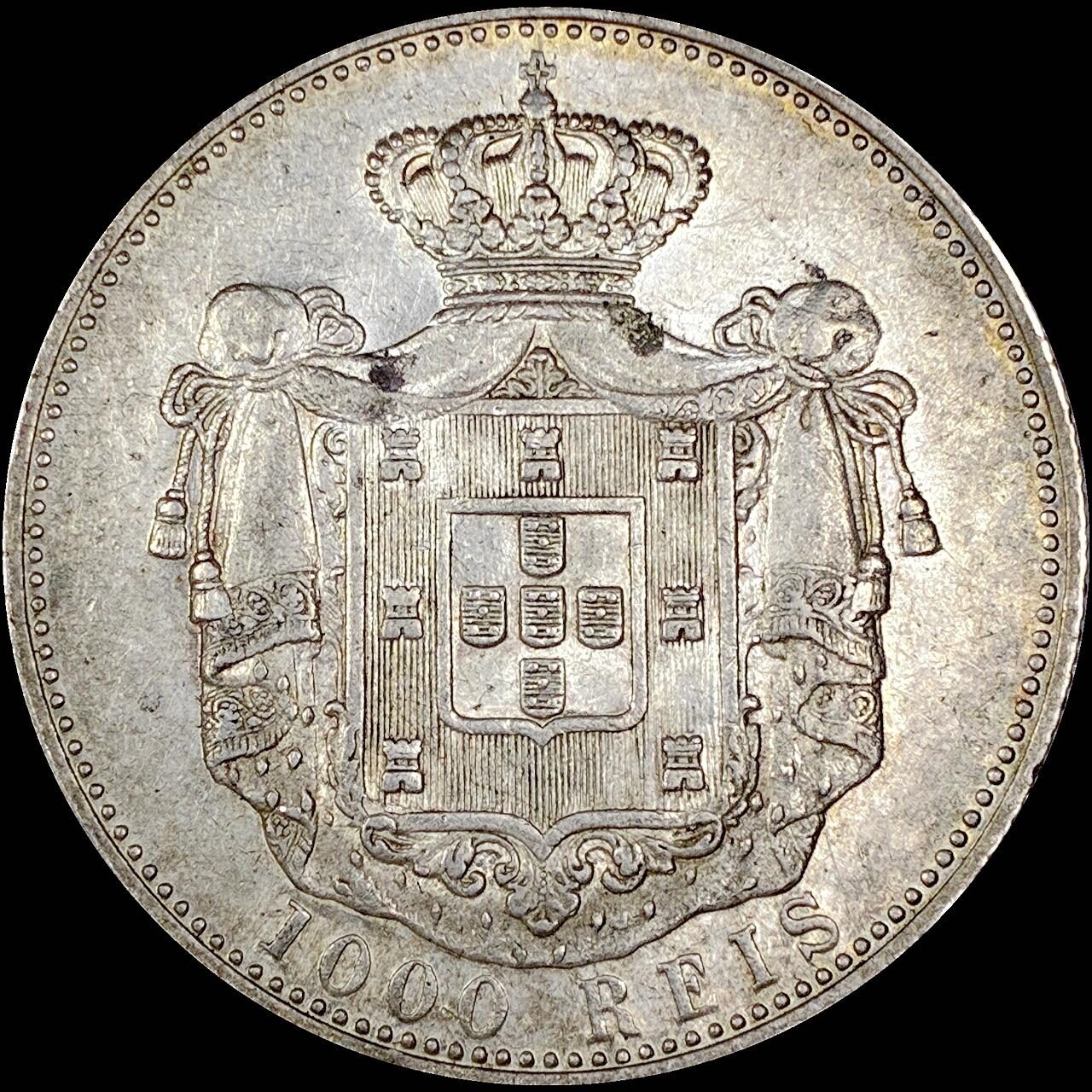 【雨安】【直播拍卖】【世界币章121期-裸币】2025-12-26 周五 19:30 保真 [裸币各国] Portugal 葡萄牙 1000瑞斯 1899年 卡洛斯一世