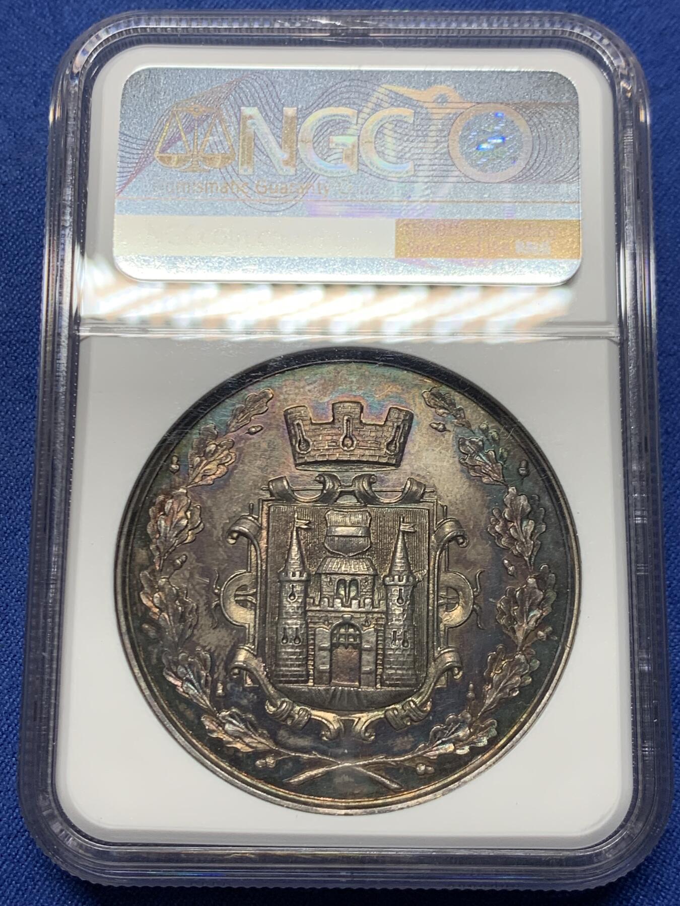 《竞宝斋》第451场 周日，周一，周二  3场连拍 （全场包邮，欢迎送拍） NGC MS61 奥地利林茨国家博览会银章 加厚盒