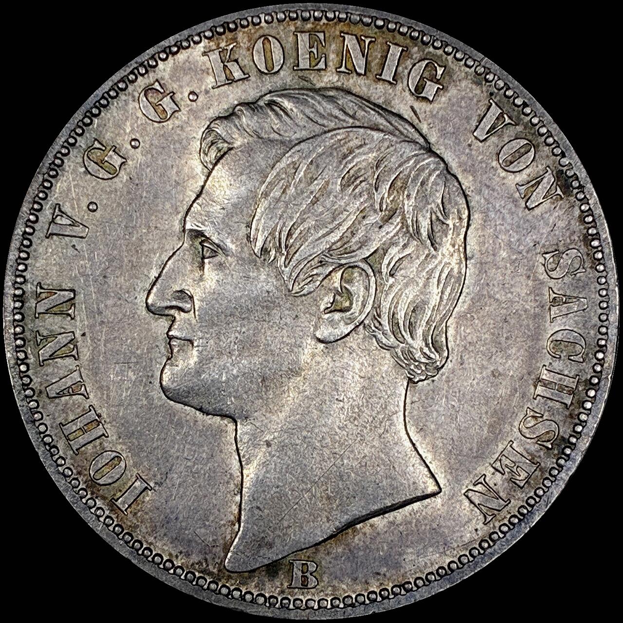 【雨安】【直播拍卖】【世界币章121期-裸币】2025-12-26 周五 19:30 保真 [裸币德国] Germany 德国 德意志 1泰勒 Saxony萨克森 Thun.351 KM#1230 (1871) 普法战争 1871年