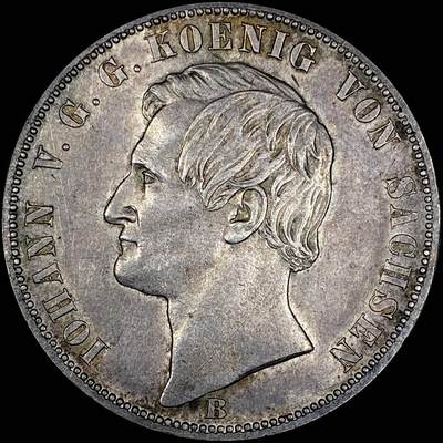 【雨安】【直播拍卖】【世界币章121期-裸币】2025-12-26 周五 19:30 保真 - [裸币德国] Germany 德国 德意志 1泰勒 Saxony萨克森 Thun.351 KM#1230 (1871) 普法战争 1871年