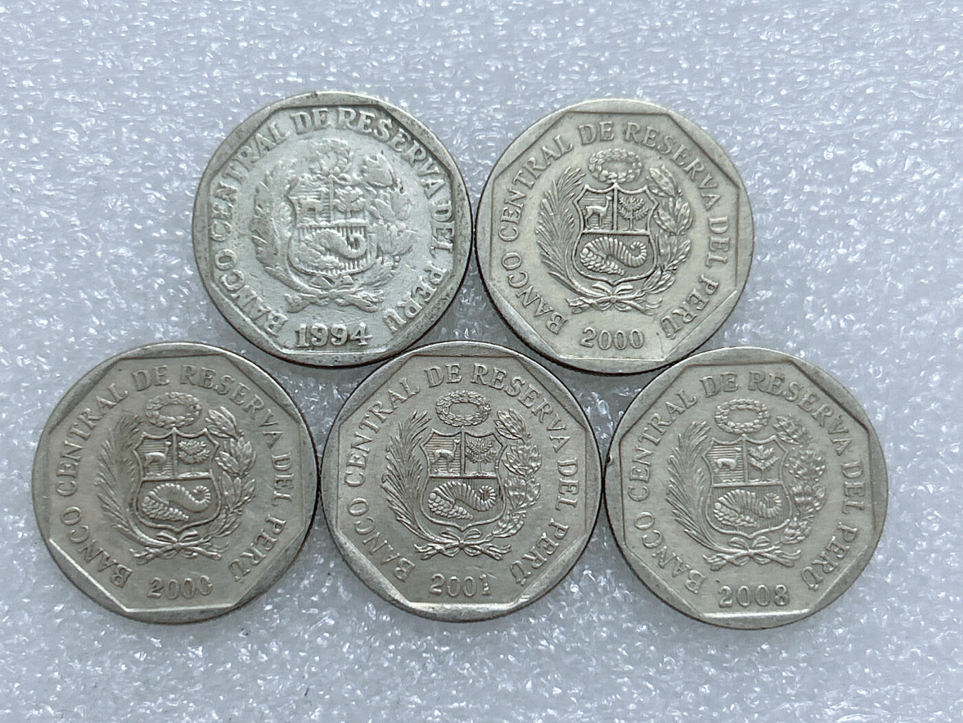 第一海外回流一元起拍收藏 散集专场  第281期 秘鲁50分硬币 5枚