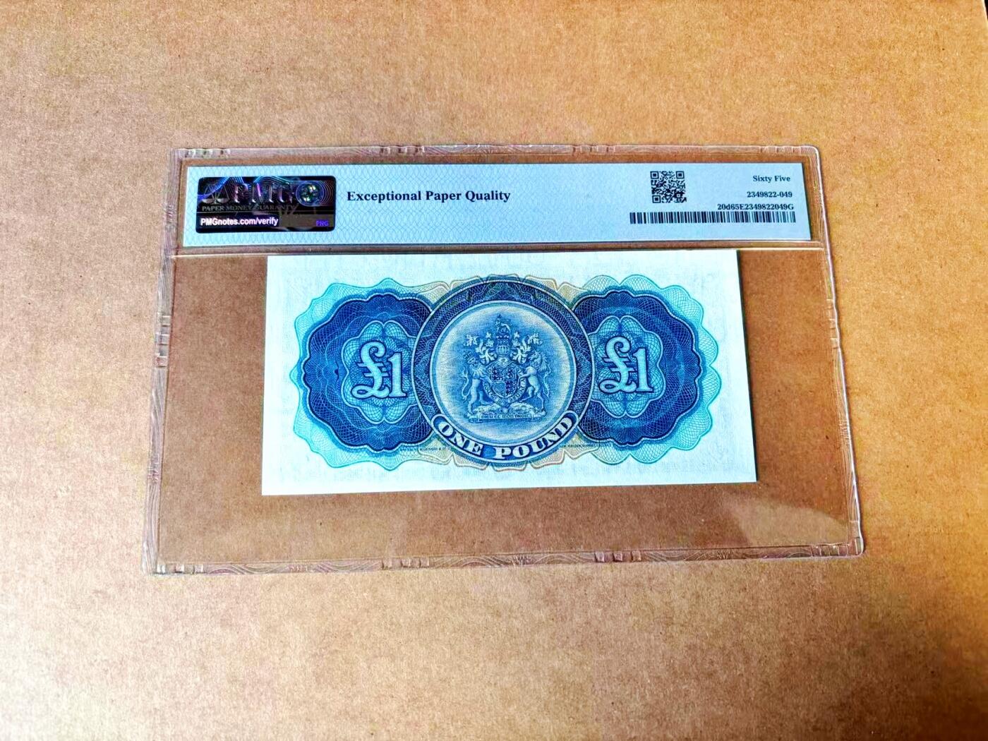 【Blue Auction】世界纸币精拍第767期——18级TOP拍卖/信誉/品质/专业/高效💫 【4444狮子号非常难遇】百慕大 1966年1镑 大冠女王 满版水印 PMG65EPQ 