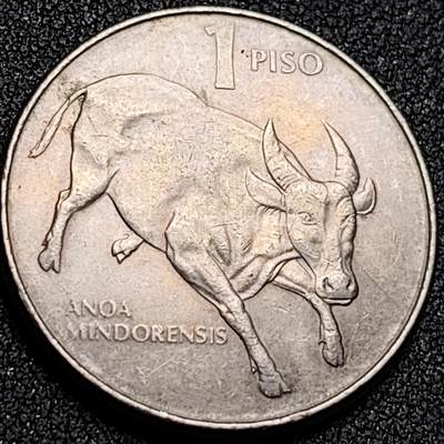 泉币菌-第154场-圣诞节专场 - 好品 公牛 菲律宾1比索硬币 直径29MM 1985年