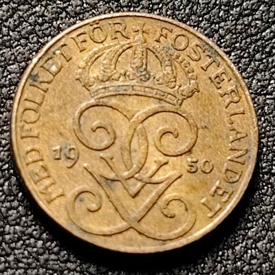 泉币菌-第153场-平安夜专场 - 瑞典1950年1欧尔 铜币 直径16mm 