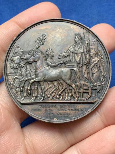 《竞宝斋》第451场 周日，周一，周二  3场连拍 （全场包邮，欢迎送拍） - 法国查理十世北方巡视铜章，65.30g，51mm，1842年以前无边铭，背面7点方向有轻磕