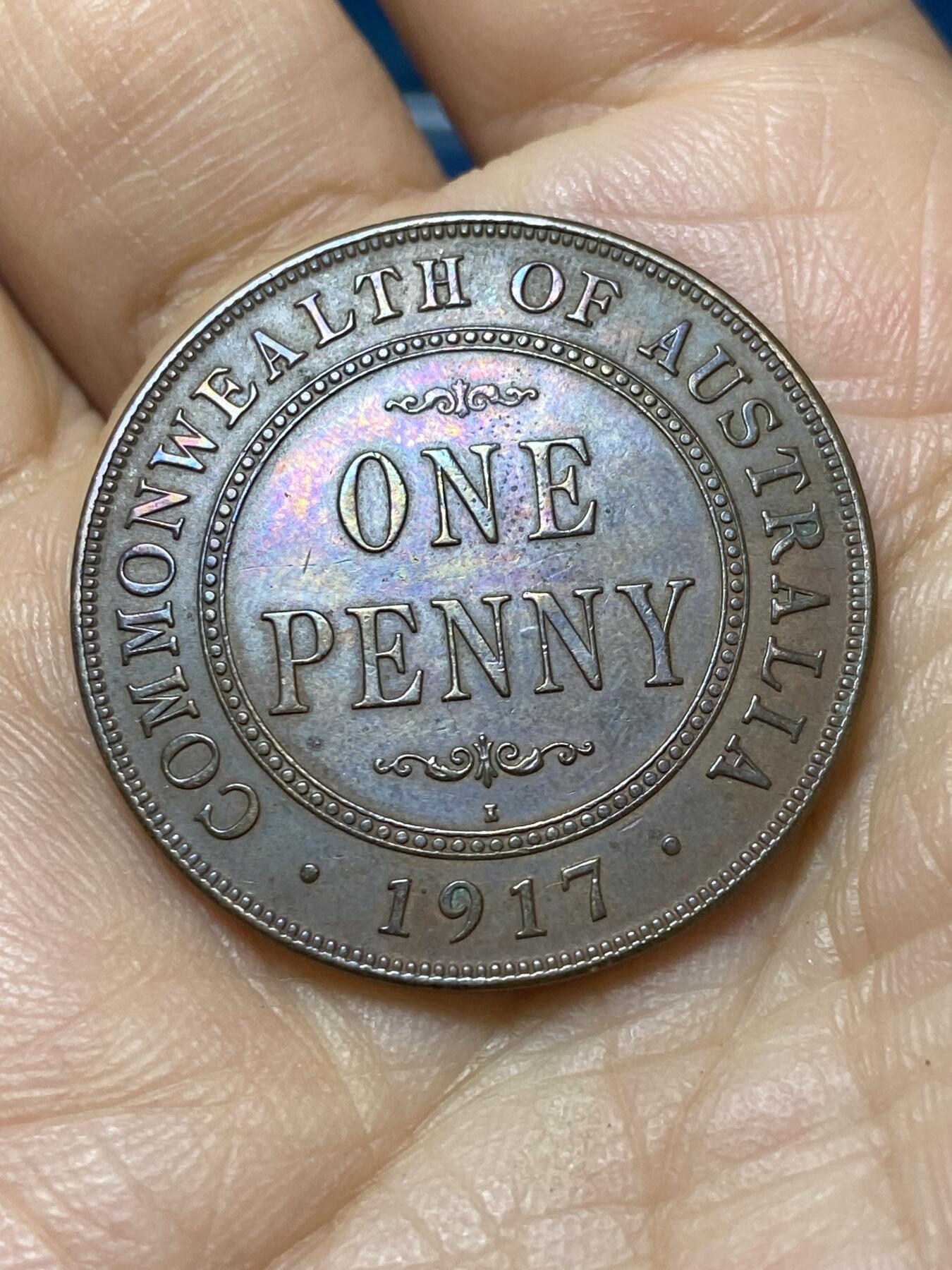 2025年第一百四十四场(总第一百七十场）品种丰富英国一线回流散币年末特拍场第一场(免佣金) 好品–澳大利亚🇦🇺1917年1便士(乔治五世时期，I标加尔各答造)