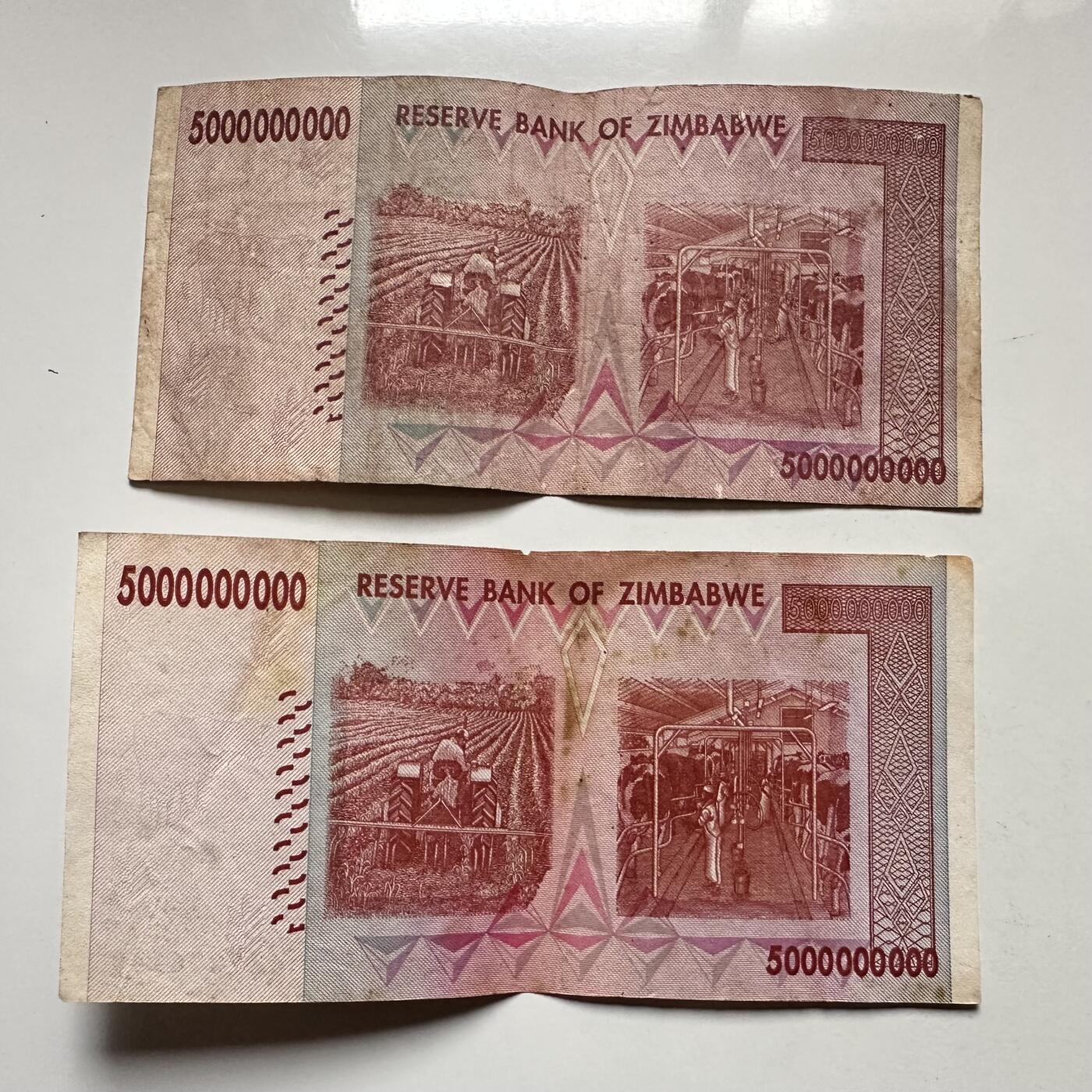 🌹外币初藏🌹🐯2025年第145场  每周二四六晚8️⃣点 接代拍 津巴布韦2008版50亿2张 —8