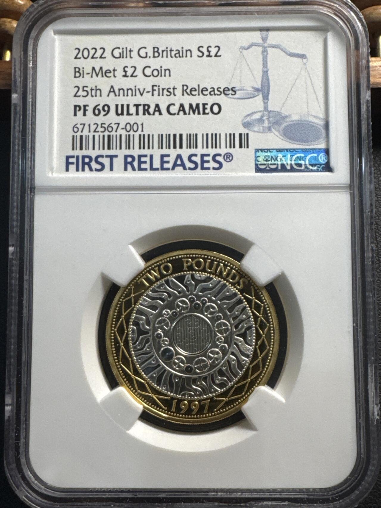 ❤️【币观天下】❤️ 第336期钱币拍卖- 2025.12.26周五晚上6点半场-长期征集拍品 英国2022年2镑发行25周年精制双金属纪念银币 NGC PF69