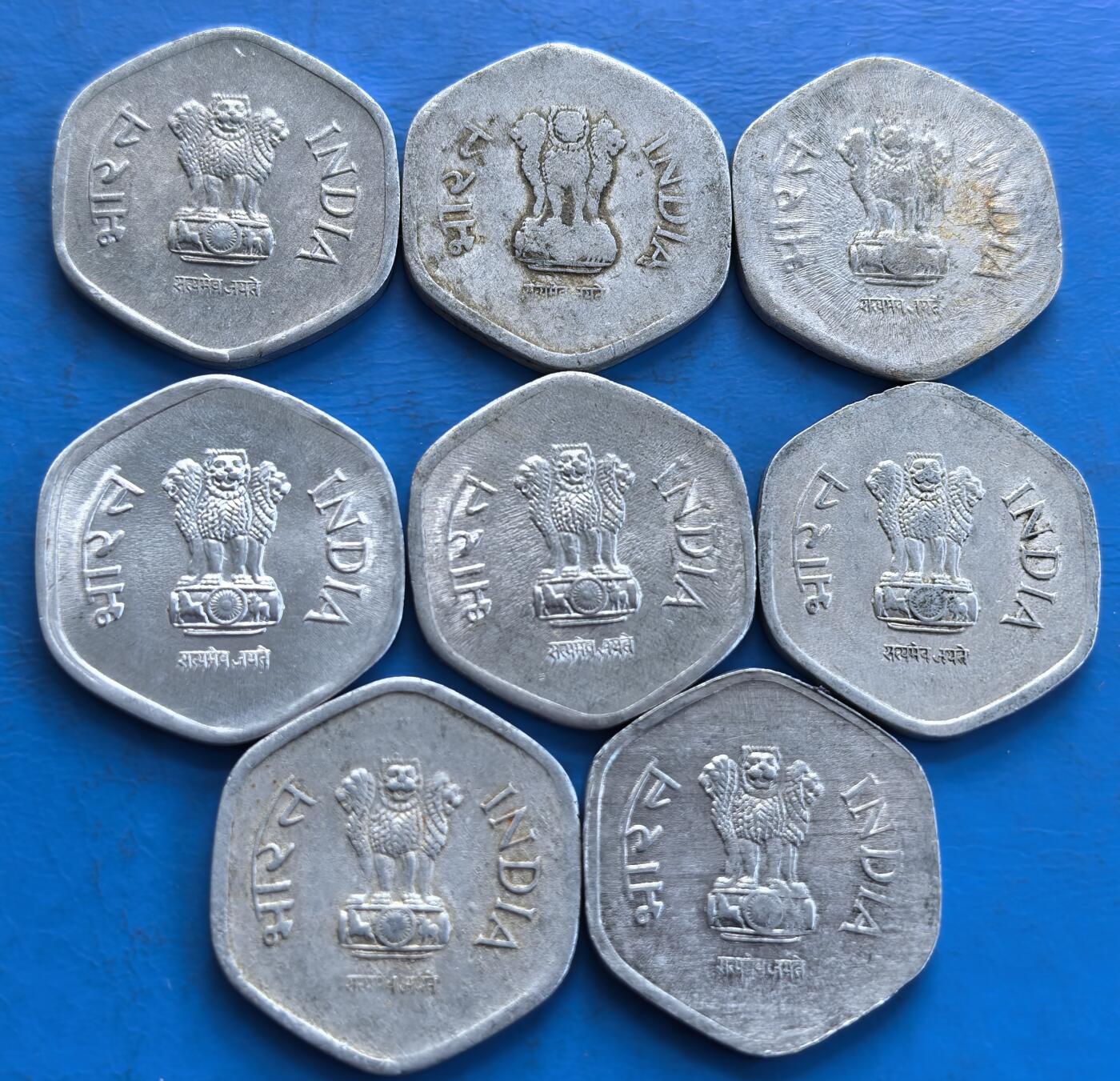 外国优质老铜币高银银币，周六九点倒数截拍，满百包邮，持续收拍 印度80年代20派沙8枚