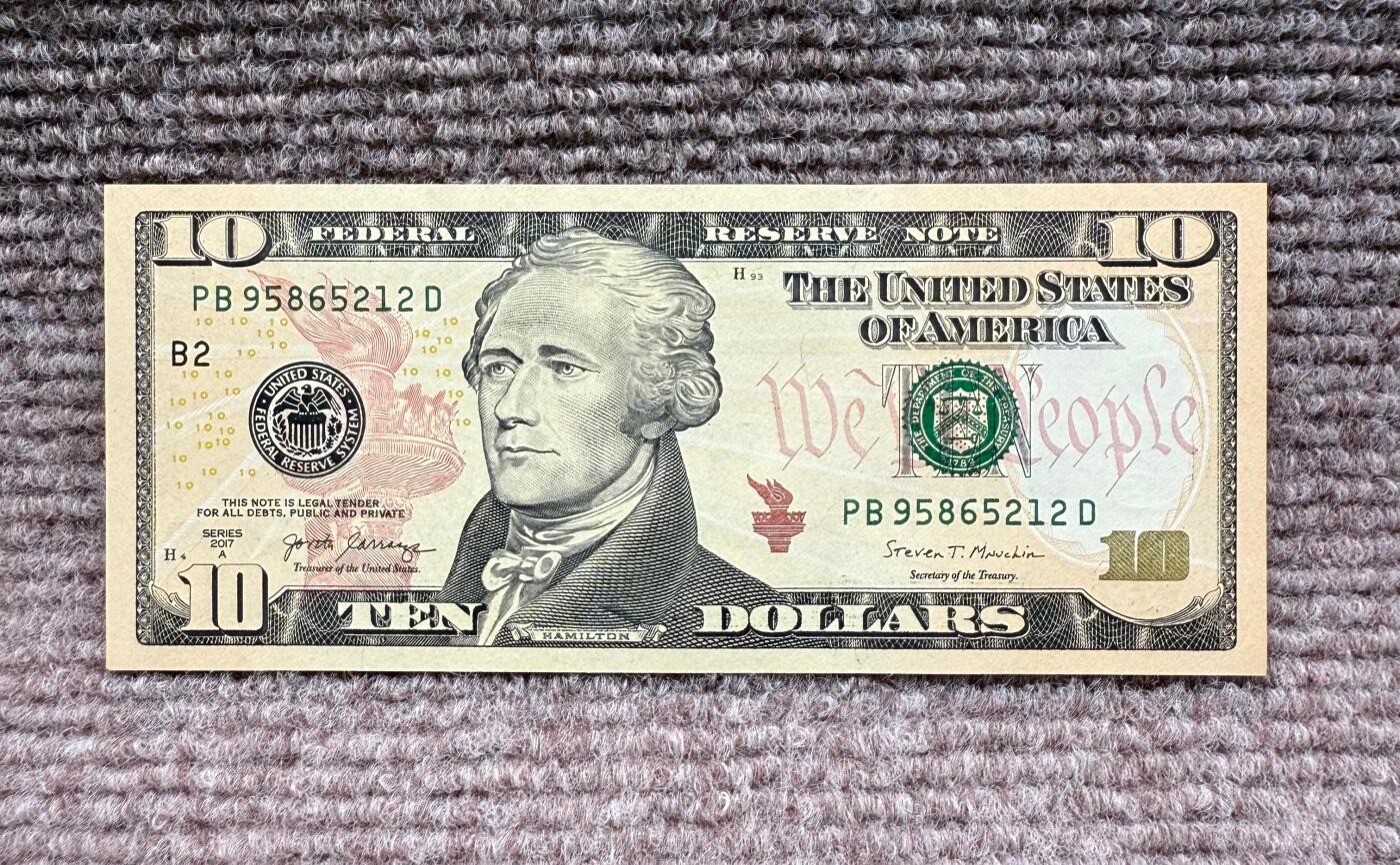 2017A年版美国亚历山大·汉密尔顿10美元纸币 全新未流通（钻石号、95之尊）