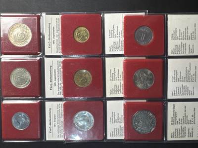 ❤️【币观天下】❤️ 第336期钱币拍卖- 2025.12.26周五晚上6点半场-长期征集拍品 - 各国FAO纪念币9枚带证书